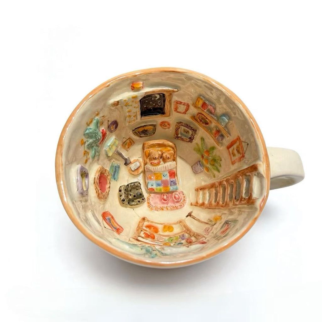 Handmade 3D Cozy Bedroom Ceramic Coffee Mug