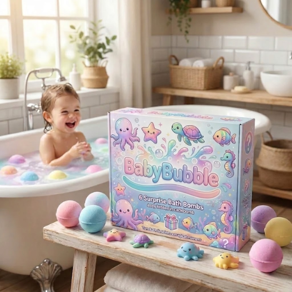 BabyBubble™ Bath Bombs Set with Toys Inside (6-Pack) – Organic & Skin-Safe