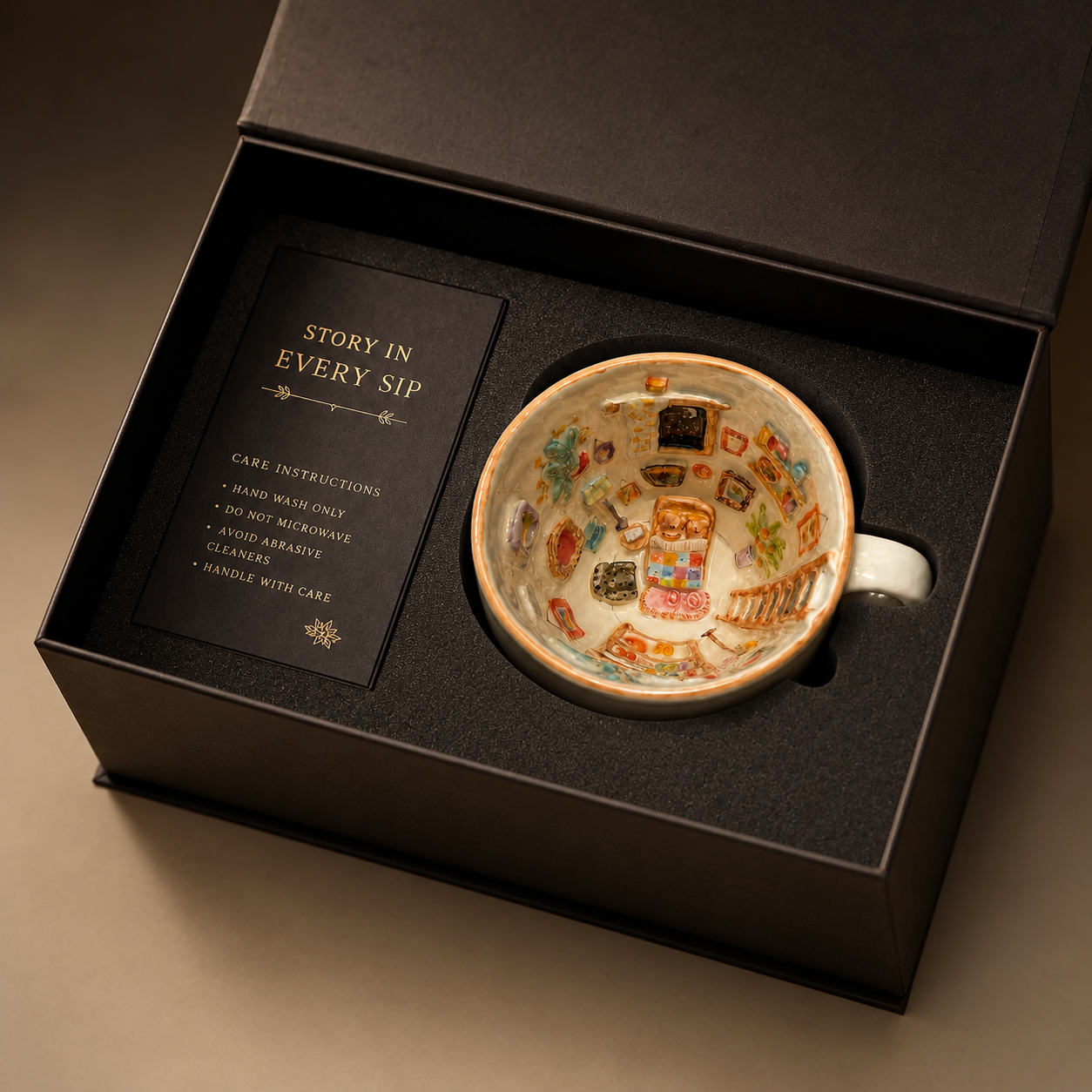 Handmade 3D Cozy Bedroom Ceramic Coffee Mug