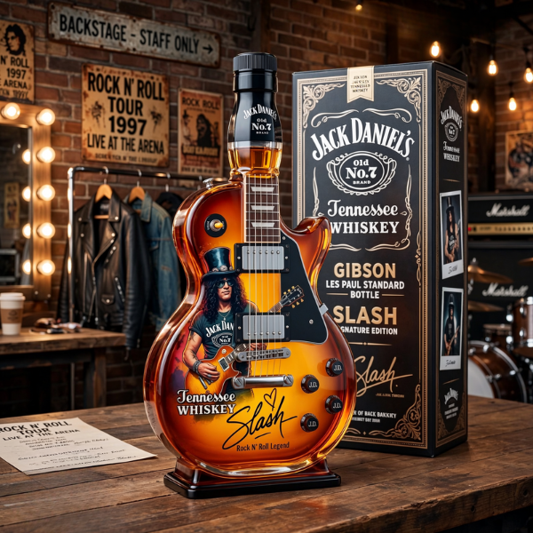 Jack Daniel’s Slash Signature Gibson Les Paul Electric Guitar Whiskey Bottle