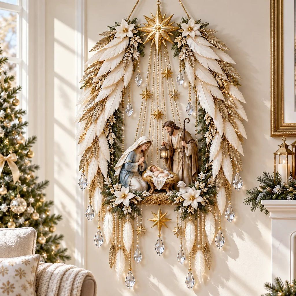 Angel Wings Nativity Wall Light