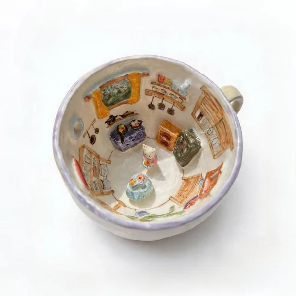 Handmade 3D Cozy Bedroom Ceramic Coffee Mug