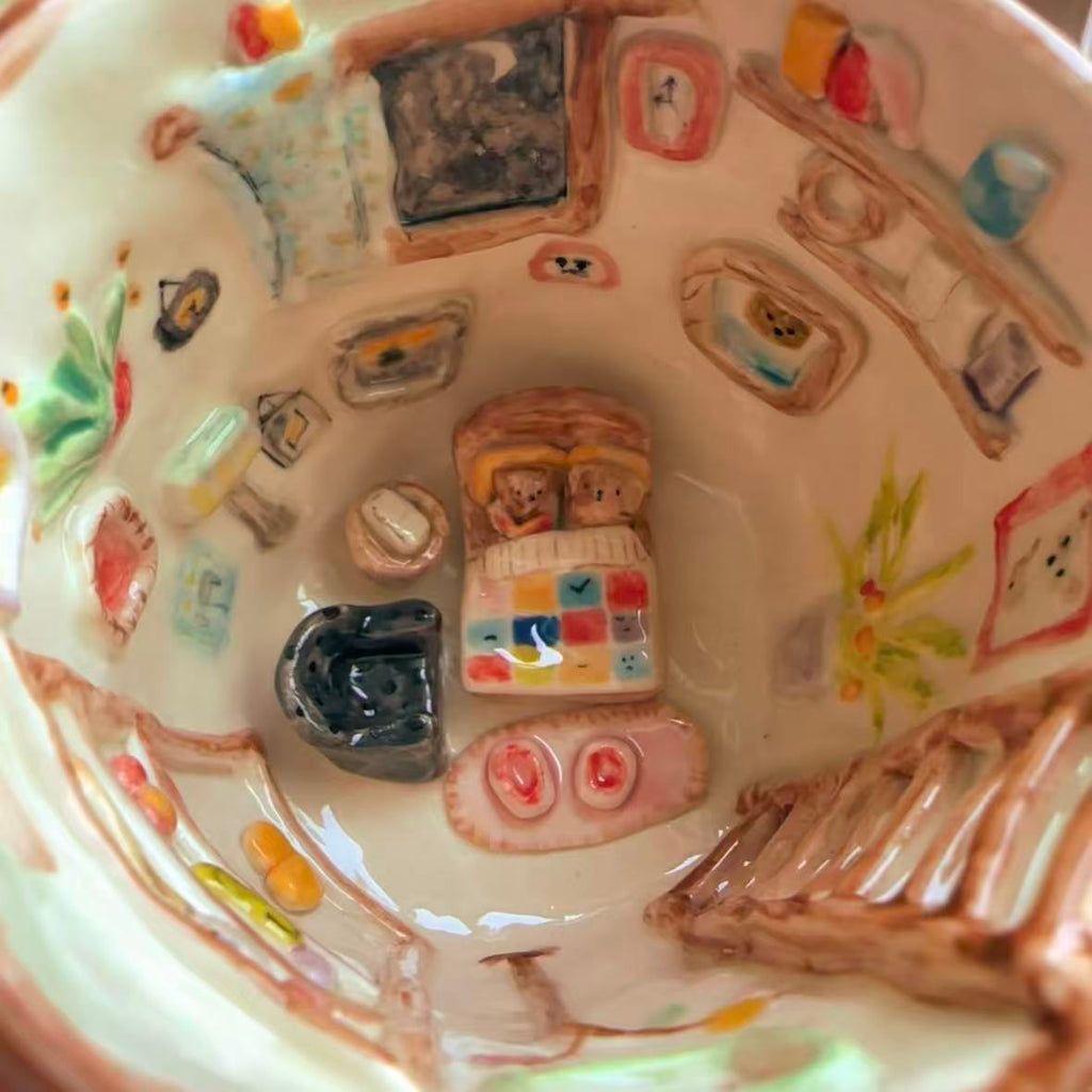Handmade 3D Cozy Bedroom Ceramic Coffee Mug