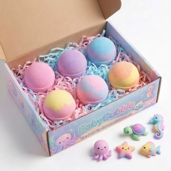 BabyBubble™ Bath Bombs Set with Toys Inside (6-Pack) – Organic & Skin-Safe