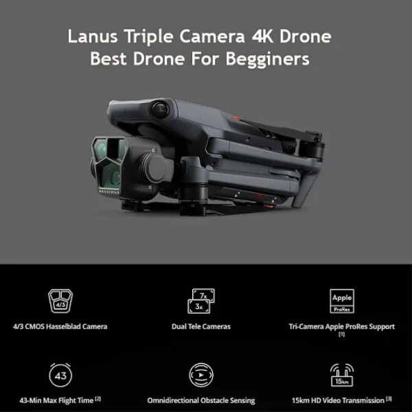 Lanus® 4K Drone 2025 – Auto Return, Brushless Motor, Circular Flight, Waypoints, Altitude Hold, Headless Mode, 43min Flight Time