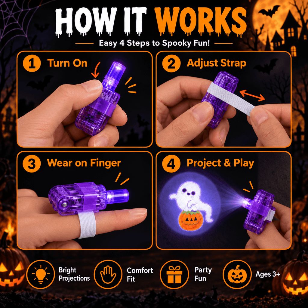 SpookyFingers™ - LED Halloween Finger Projector Rings