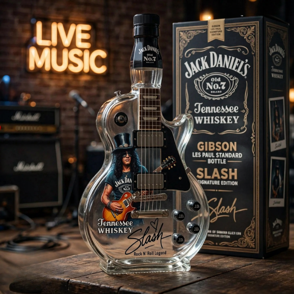 Jack Daniel’s Slash Signature Gibson Les Paul Electric Guitar Whiskey Bottle