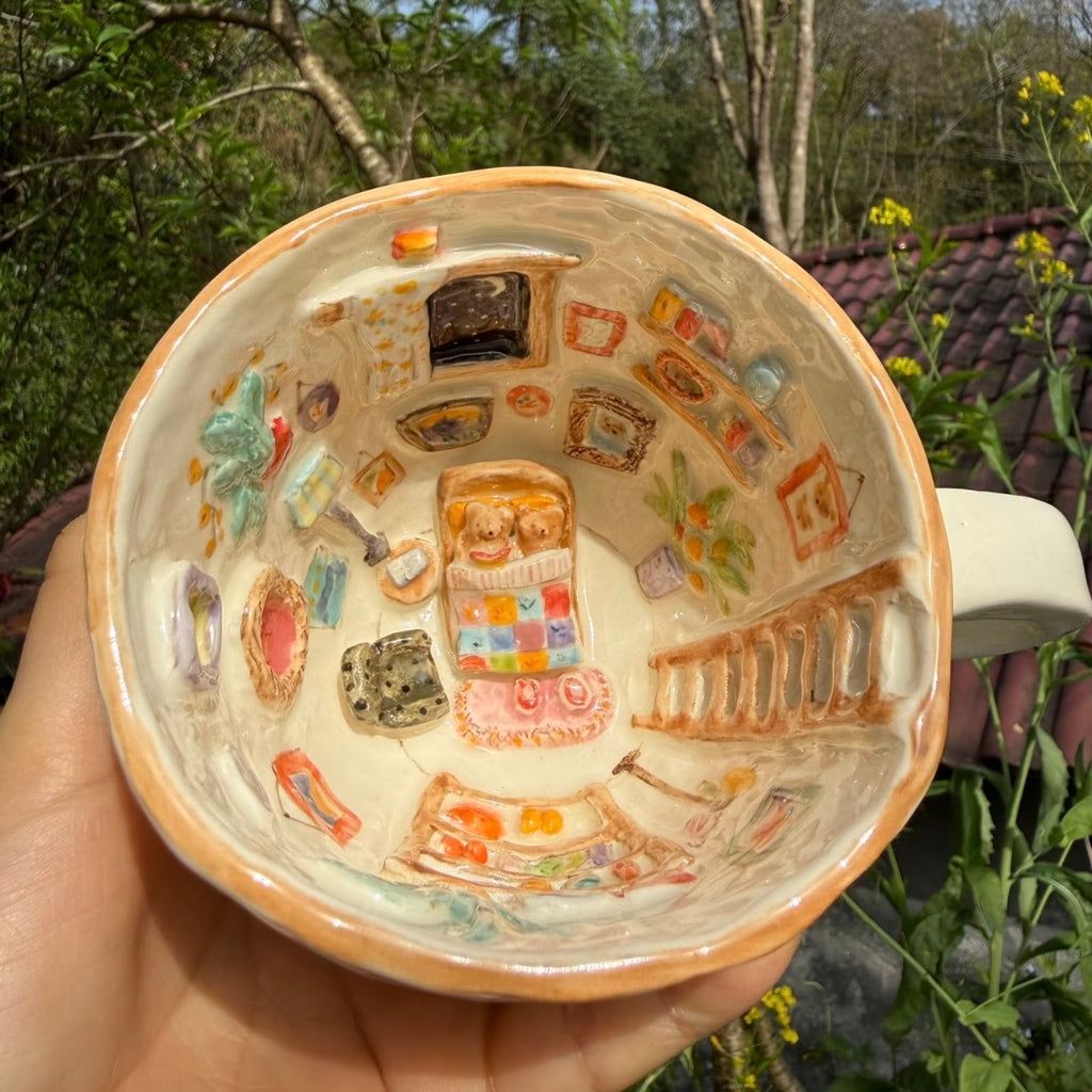 Handmade 3D Cozy Bedroom Ceramic Coffee Mug