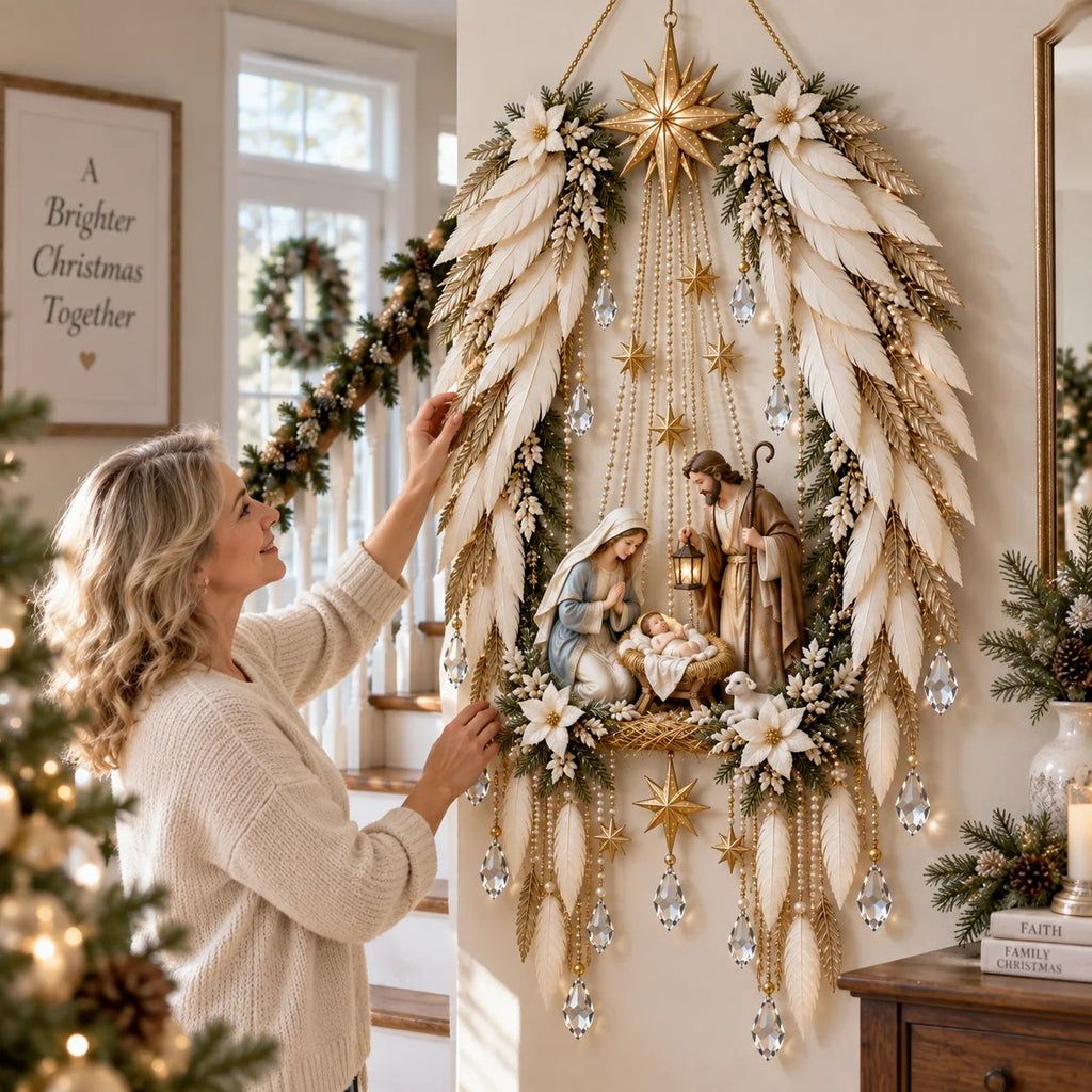 Angel Wings Nativity Wall Light