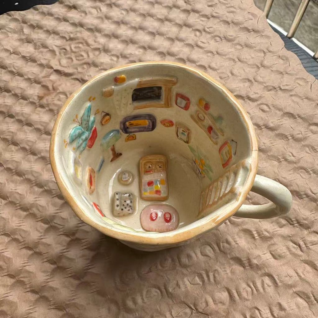 Handmade 3D Cozy Bedroom Ceramic Coffee Mug