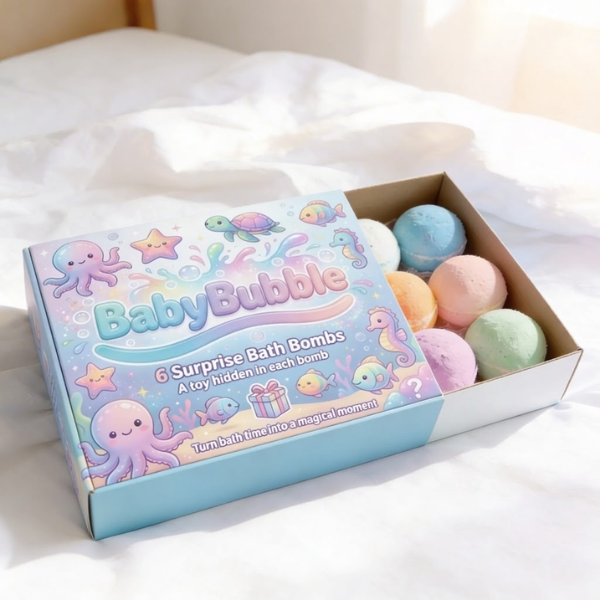 BabyBubble™ Bath Bombs Set with Toys Inside (6-Pack) – Organic & Skin-Safe