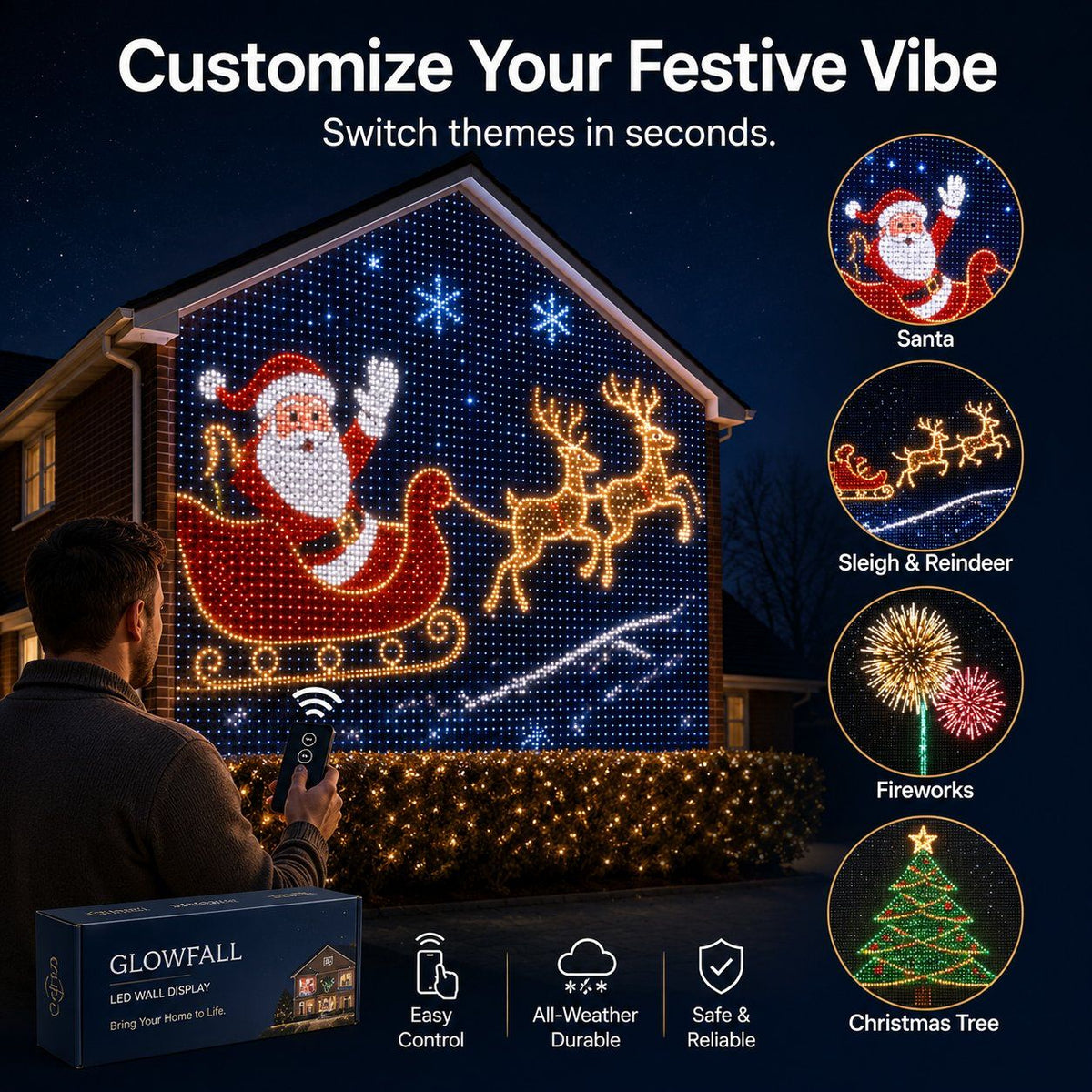 Christmas LED House Net & Smart Outdoor Wall Curtain Light 🎄