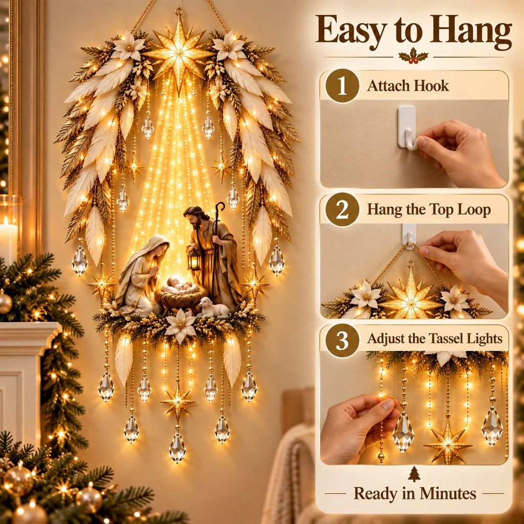 Angel Wings Nativity Wall Light