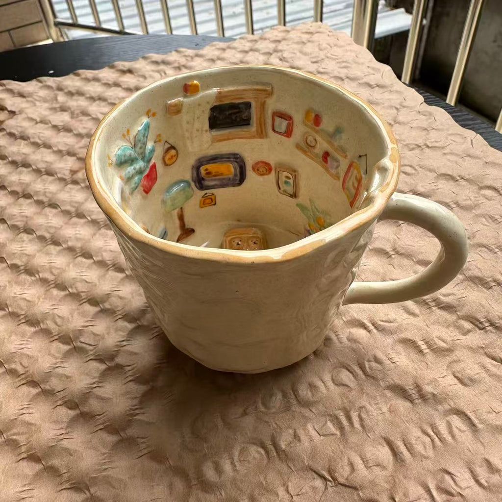 Handmade 3D Cozy Bedroom Ceramic Coffee Mug