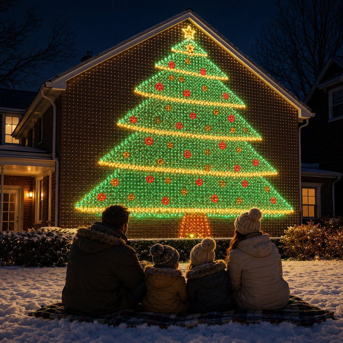 Christmas LED House Net & Smart Outdoor Wall Curtain Light 🎄