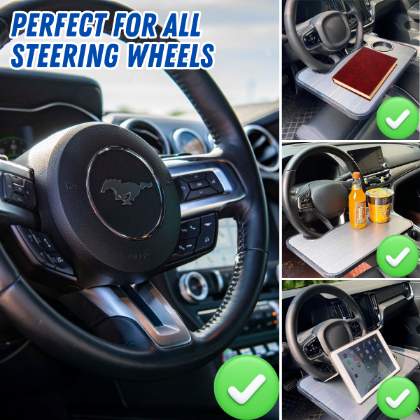 Multifunctional CarDesk™: Car Steering Wheel Tray for Eating and Working