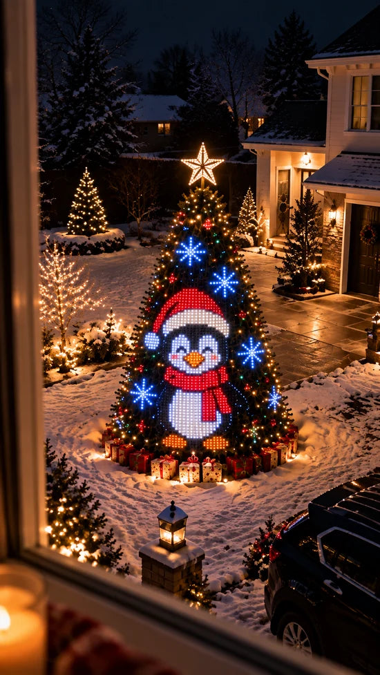 Front view of cascading lights